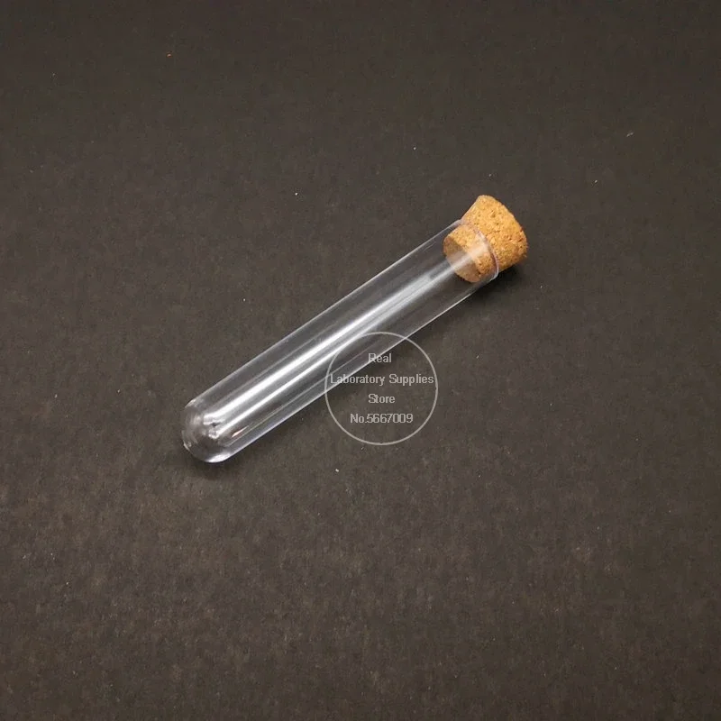 50pcs 12x60mm Lab Clear Plastic test tube with Cork Cap Stopper Round bottom Laboratory or Wedding favours Spice Tube