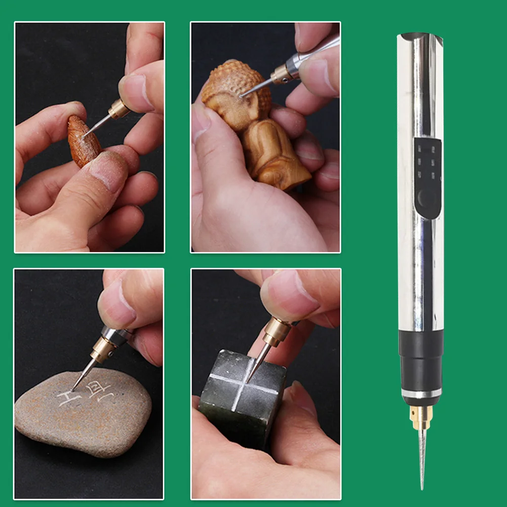 

Mini Drill Carving Pen Rechargeable Electric Drilling Etching Pen 3 Gears Adjustable DIY Power Tools for Jewelry Glass Wood