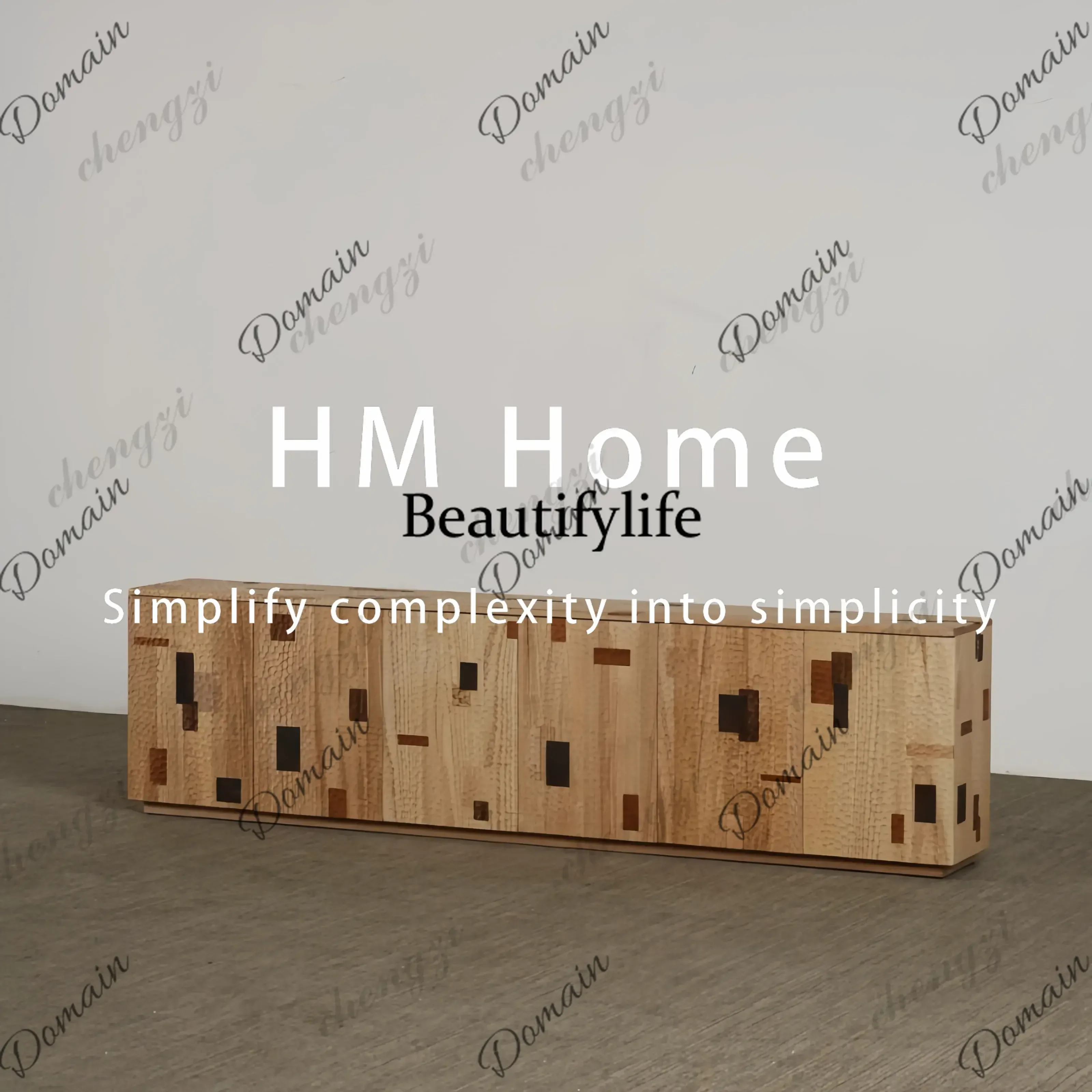 UHV Medieval style modern simple designer solid wood dining side cabinet geometric block design locker light luxury high sense