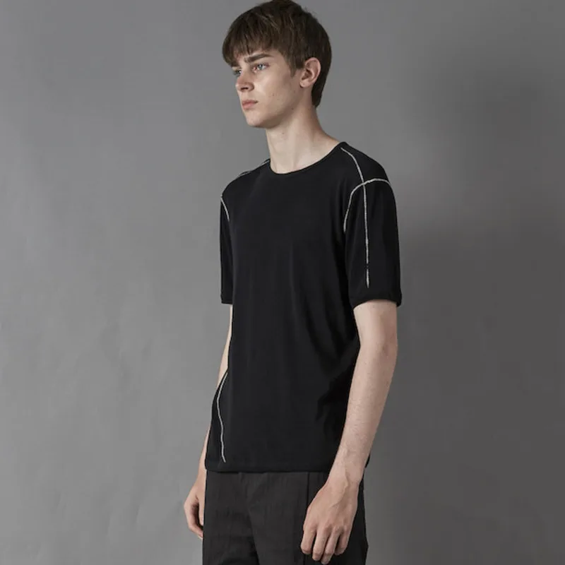 HKSH Original Summer New Men Tide Japanese Round Collar High-twist Cotton Short Sleeved T-shirt Breathable Slim Fit Tees HK23706