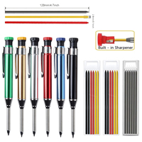 Metal Solid Carpenter Pencil with Sharpener, Mechanical Pencils, Deep Hole Marker for Construction, Heavy Duty Woodworking Tools