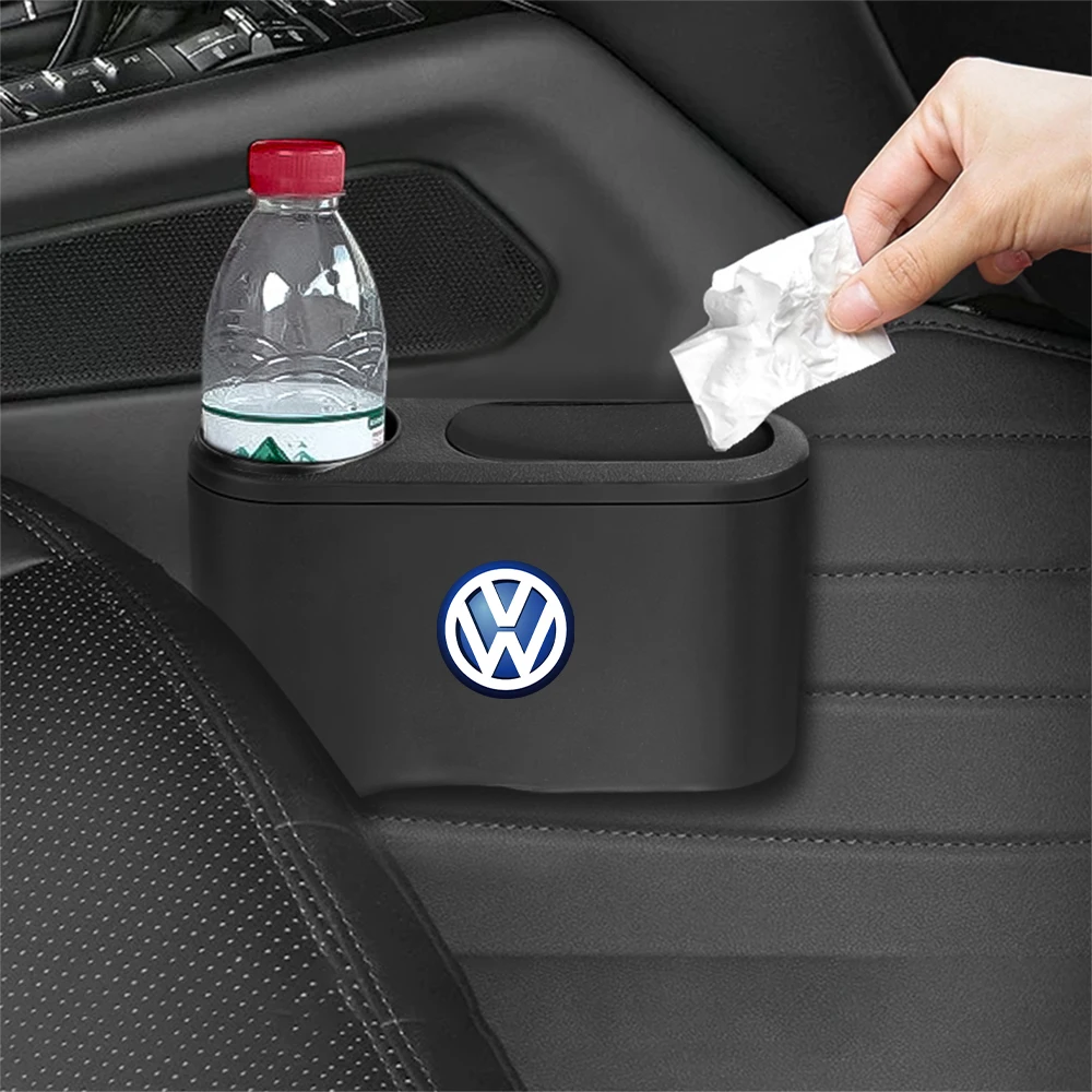 Portable Car Trash Can Mini Vehicle Garbage Organization With Lid Multifunctional Auto Garbage Storage Box For Volkswagen Polo