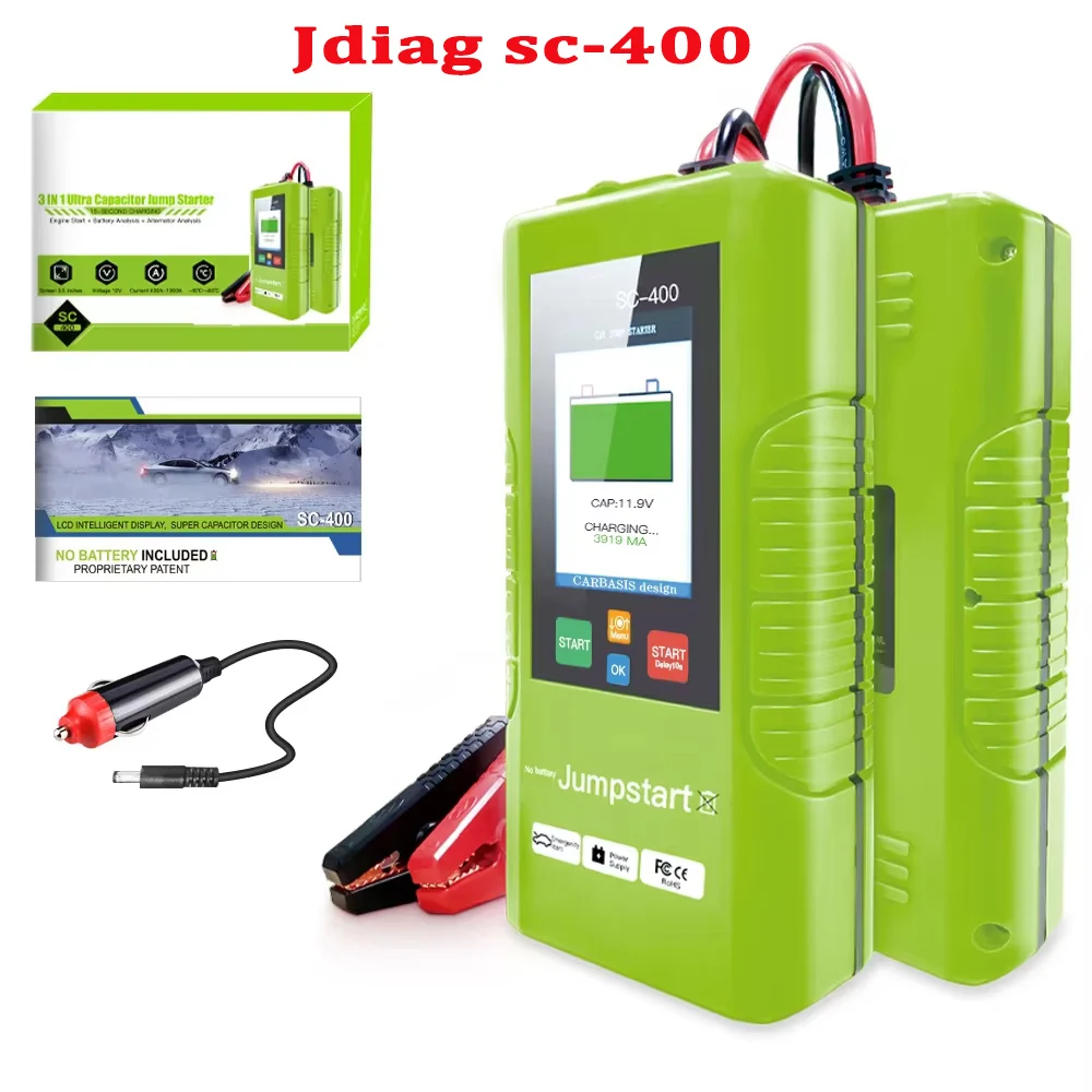 JDiag TopDiag SC-400 Super Capacitor Car Jump Starter Fast Charge Car Jump Emergency Starter Car Power Bank Capacitor