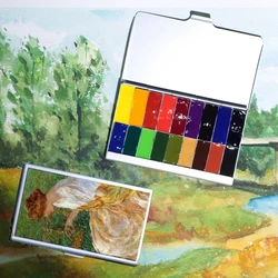Ultra-thin Watercolor Paint Mini Notebook Portable Travel Packing Box Outdoor Sketching Paint Box for Art School Students