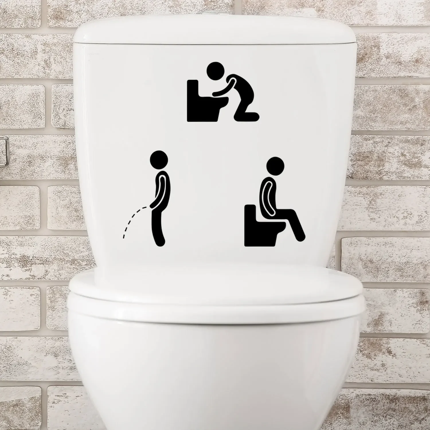 Funny Toilet Sign Stickers Cute WC Stickers Bathroom Door Decor Washroom Wall Decals Art Waterproof Creative Wall Vinyl Posters