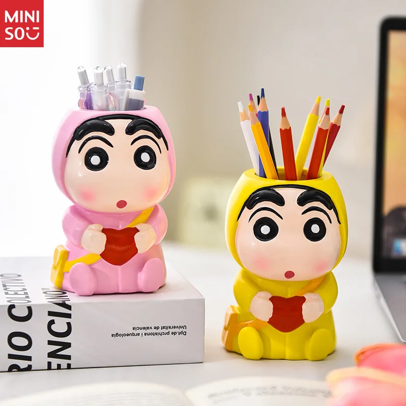 Miniso Crayon Shin-chan Pen Holder & Desk Organizer | Multi-Functional Anime Figure Office Decor, Fun Collectible