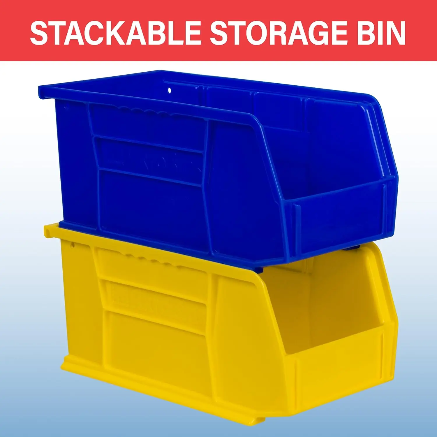 Stackable Plastic Storage Bins, 12-Pack Blue, Space-Saving for Garage Pantry Craft Organization