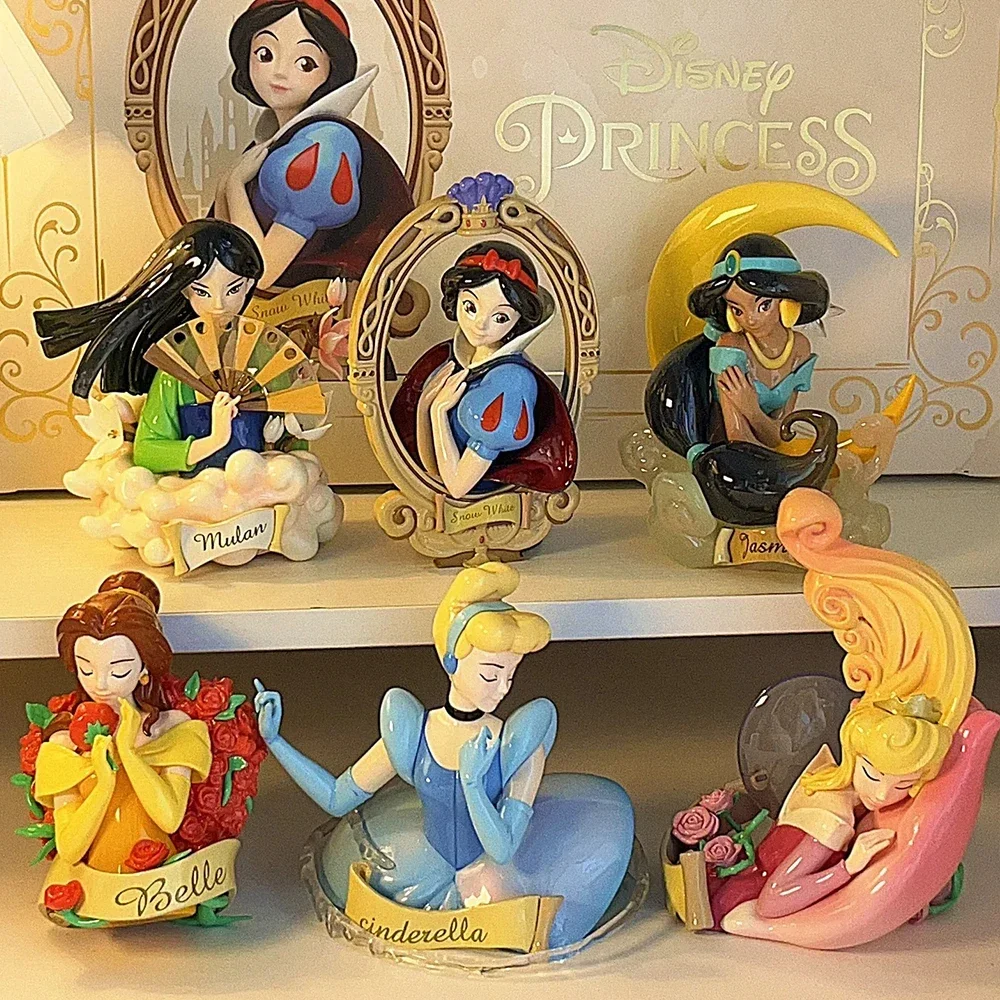 Disney Princess Art Gallery Series Blind Box Figure Ariel Cinderella Aurora Snow White Belle Mysterious Box Kids Surprise Gifts