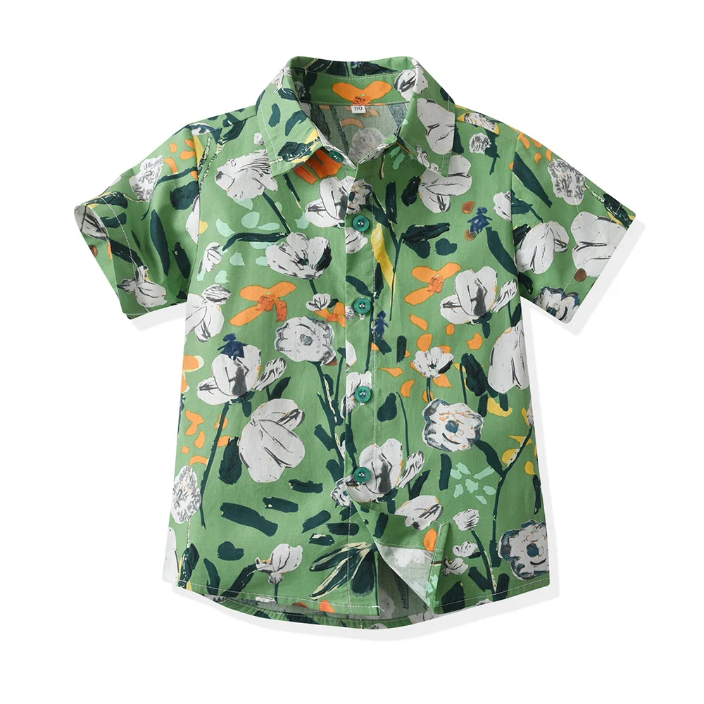 Kinderkleidung Hawaiian Tropical Botanical Print Boy Shirt 2-9Y Casual Kurzarm Tops Jungenkleidung für Sommer Kinderbluse – Detail 7