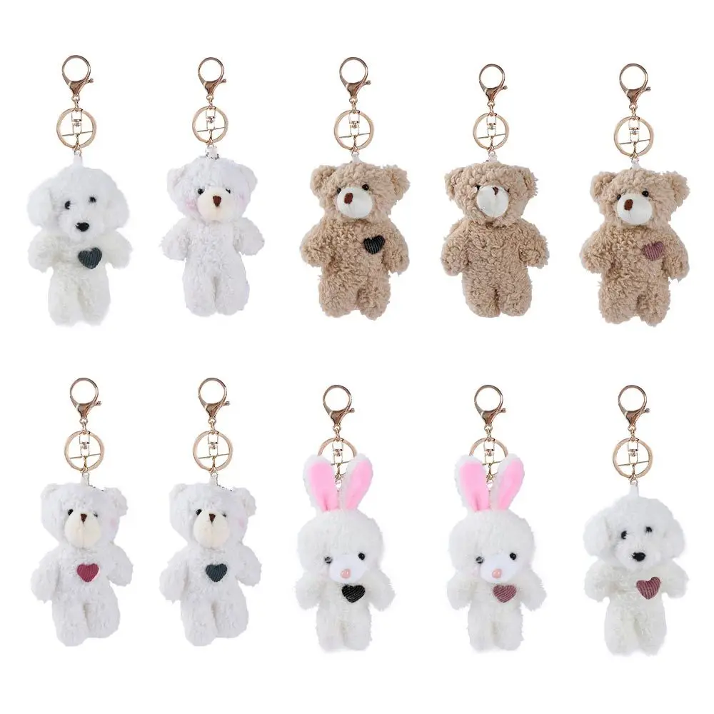 DIY Trinket Plush Pendant Stuffed Animal Toys Plush Rabbit Keychain Dog Plush Keyring Backpack Pendant Bear Plush Keychain