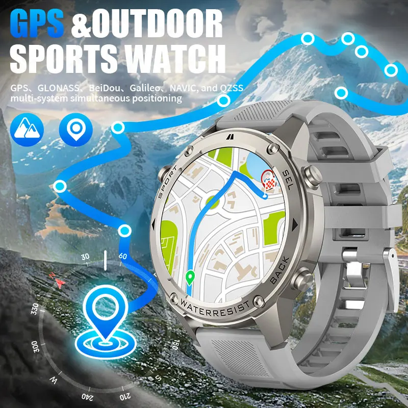 

LIGE New GPS Tracker Smart Watch Men 466*466 AMOLED Screen Men Watches 50M Waterproof Outdoor Compass 500mAh Battery Smartwatch