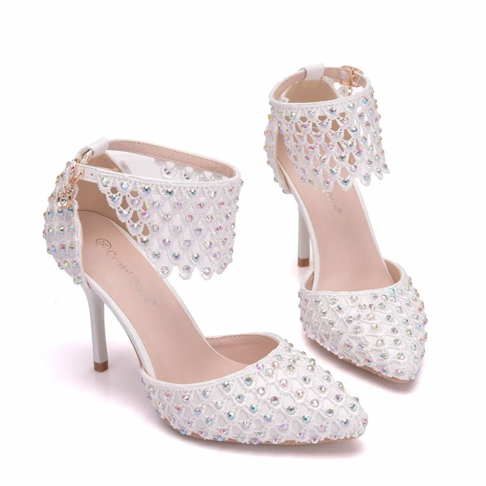 Chaussures de Mariage en Dentelle Blanche avec Sacs Assortis, Talons Hauts, Sangle de Rinçage Jolie tue, Ensemble de ixpour Femme, Perle