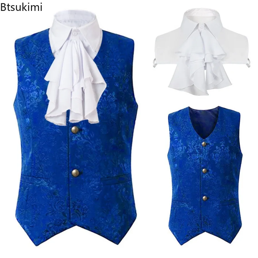 2025 Vintage Men Vest Renaissance Steampunk Sleeveless Jackets Gothic Jacquard Single Breasted Waistcoats Cosplay Costumes Male