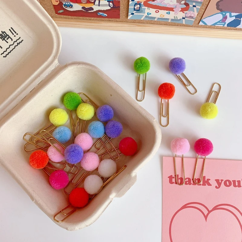 Cute Creative Metal Paper Gift Lovely Clip Bookmark Colorful Candy Ball Pin Student Office Binding Supplies Kawai Stationery