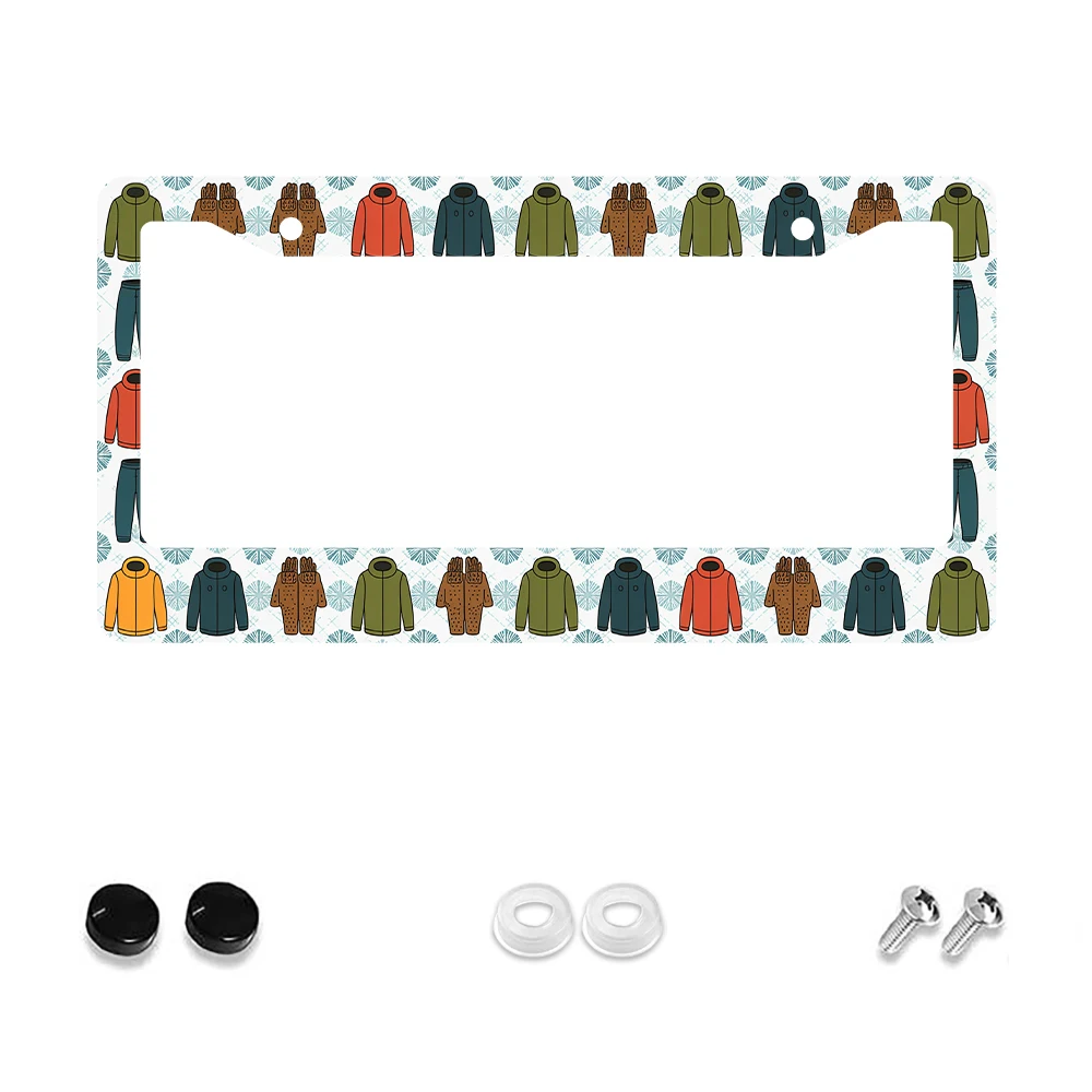 

1pc Colorful Winter Jacket Pattern 2-Hole License Plate Frame, Aluminum Material, 6x12 Inches with Screw