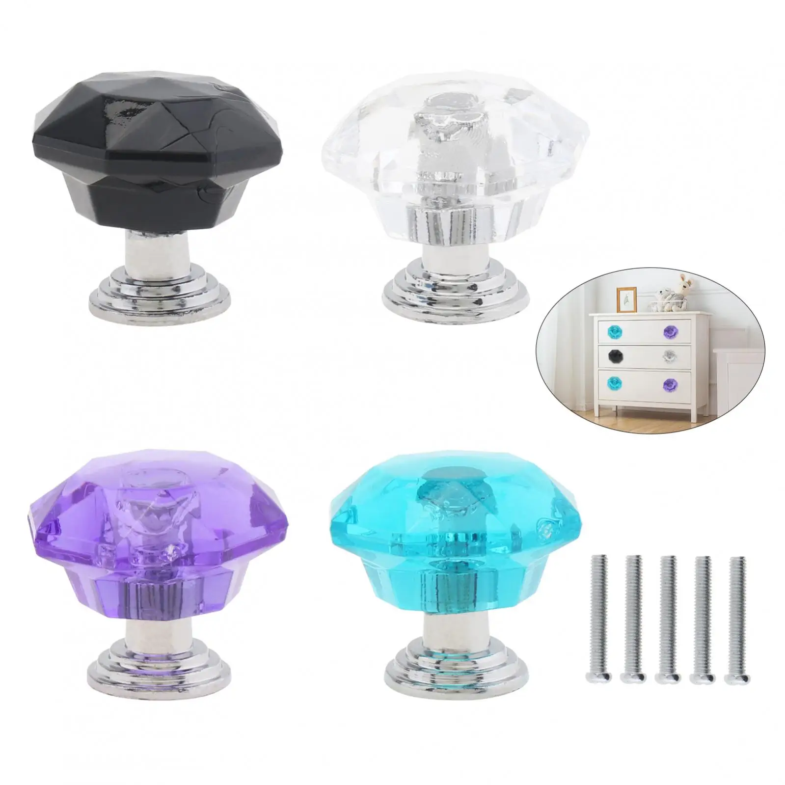 10 Pieces Diamond Shaped Crystal Acrylic Furniture Handles Cabinet Drawers Knobs Pulls Home Furniture Hardware