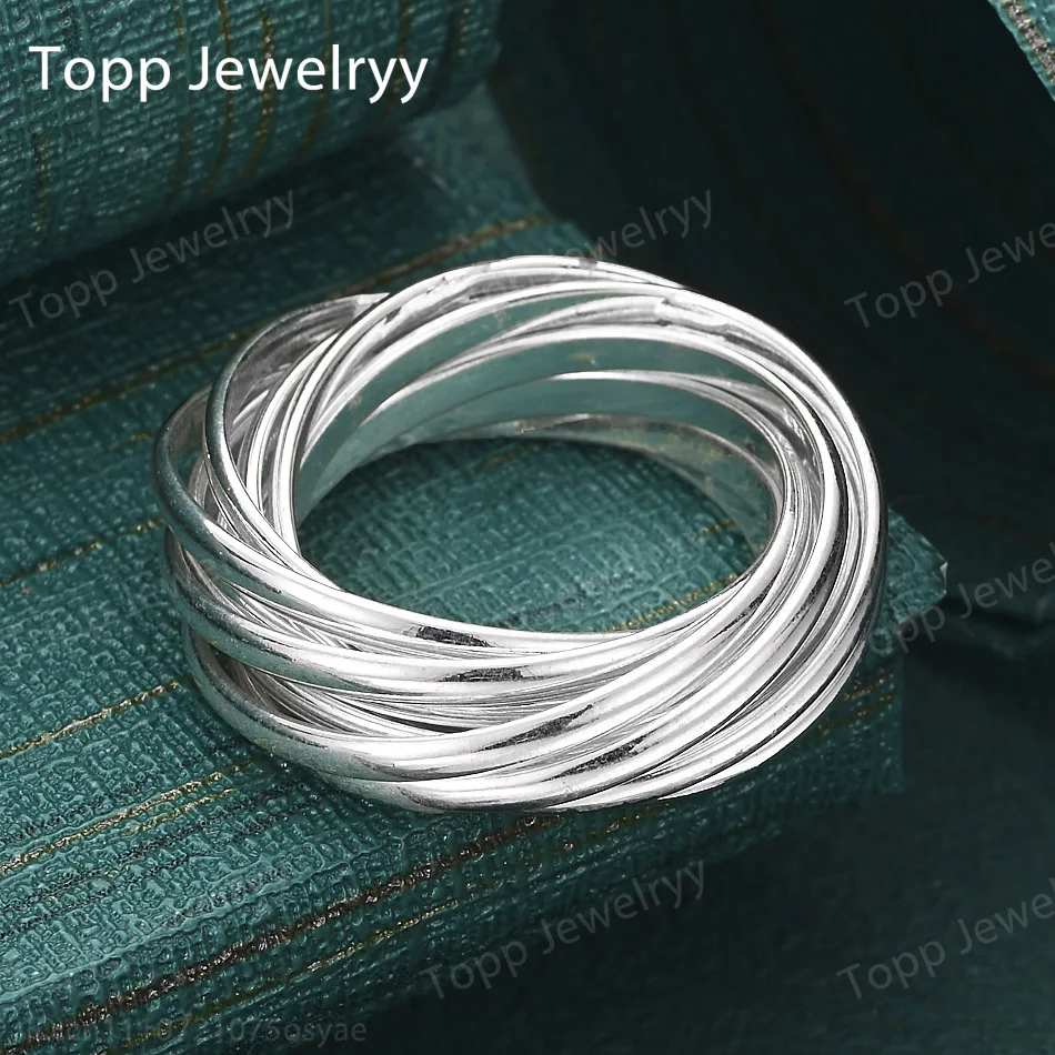 

Charming 925 Sterling Silver 10-Strand Exquisite Round Ring for Women, Fashionable Wedding Gift, Party Accessories