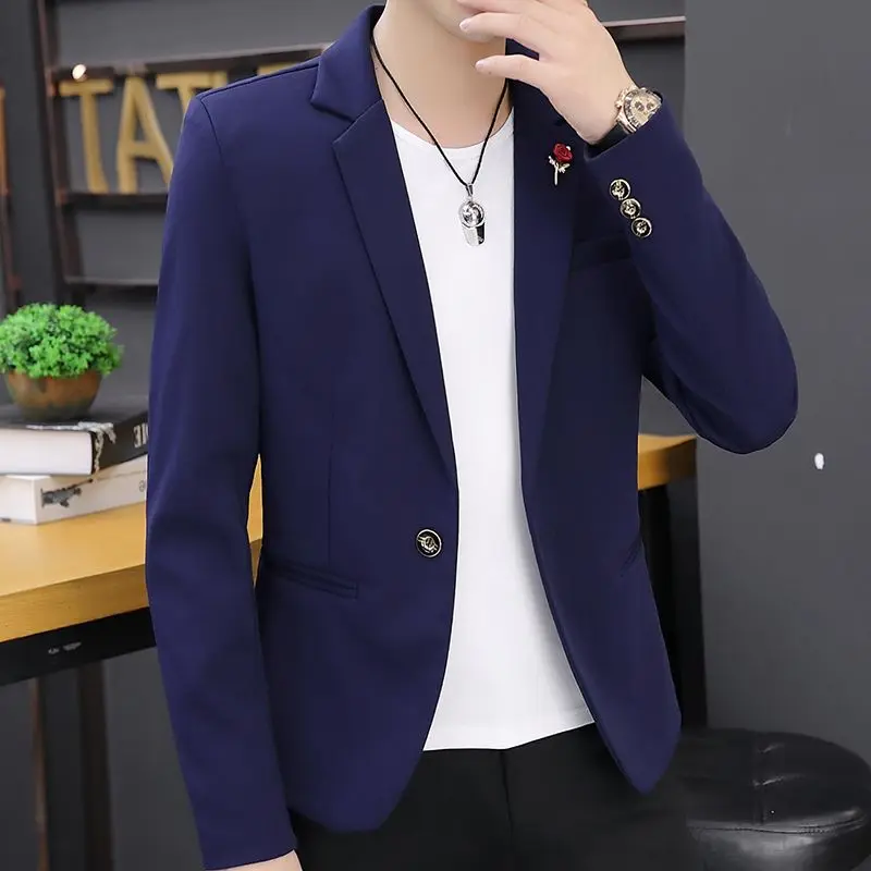 

Модное однобортное пальто 2024, весенне-осенний мужской пиджак, повседневный мужской пиджак высокого качества, винтажная одежда для джентльменов