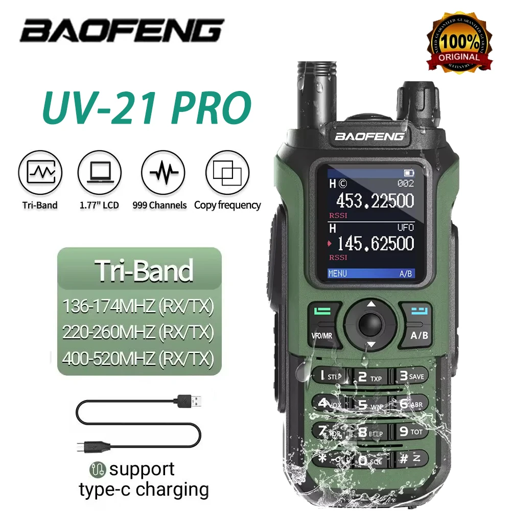 baofeng-トランシーバー21-proワイヤレスポータブルコピー周波数防水ip45双方向ラジオ長さ16km