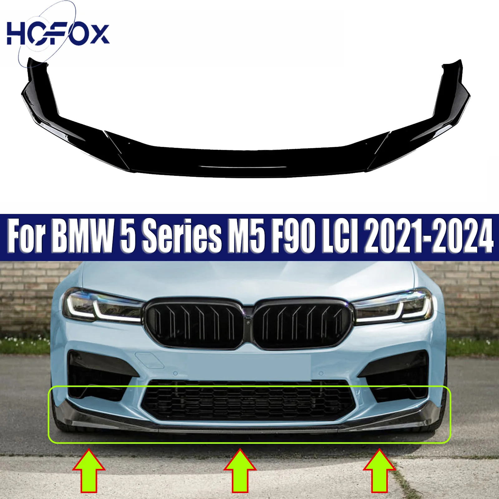 

Front Bumper Lip Splitter Spoile Diffuser By ABS Body Kit Cover For BMW 5 Series M5 F90 LCI 2021-2024