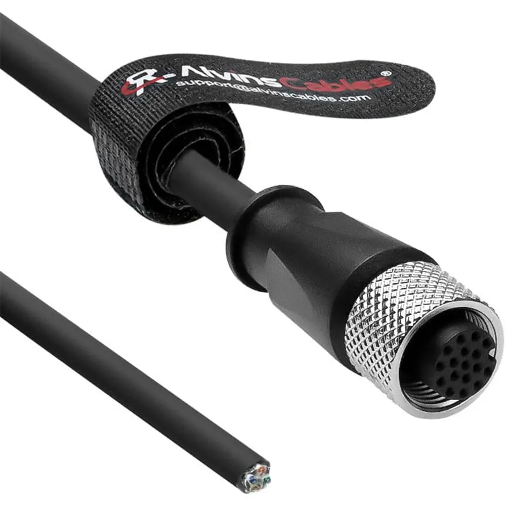 Alvin's M12 A Code 17 Pin to Open End Cable for HikRobot Cognex  9.8ft CAN PROFINET