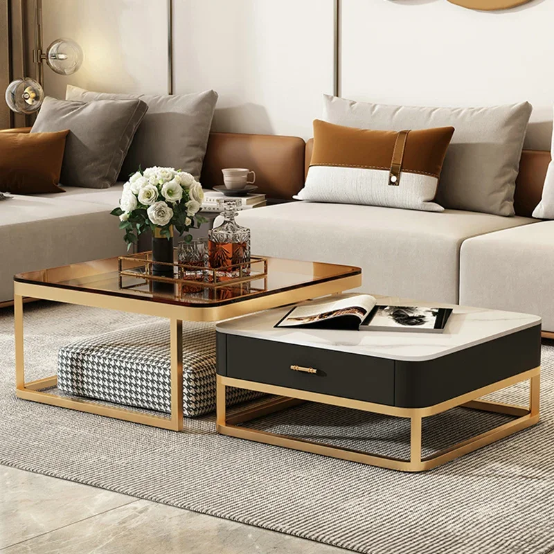 Decor Square Coffee Tables Living Room Luxury Neat Makeup Coffee Table Console Center Multifunction Muebles Para Home furniture