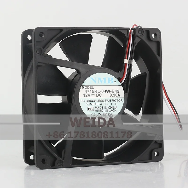 

Вентилятор корпуса с двумя шарикоподшипниками для NMB 4715KL-04W-B49 0,90A 12VDC EC AC 10,8 Вт 12CM 12038 Вентилятор охлаждения с большим объемом воздуха 120x120x38 мм