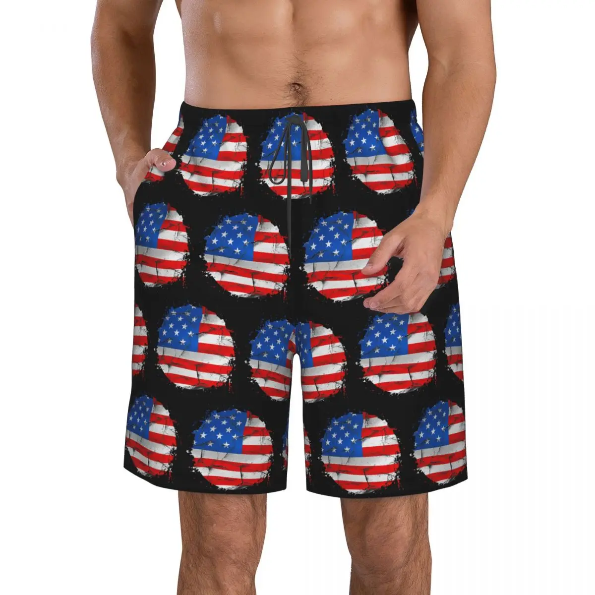 USA America American Flag Trunks Beach Board Shorts Casual Quick Dry Swim Summer Men Pants