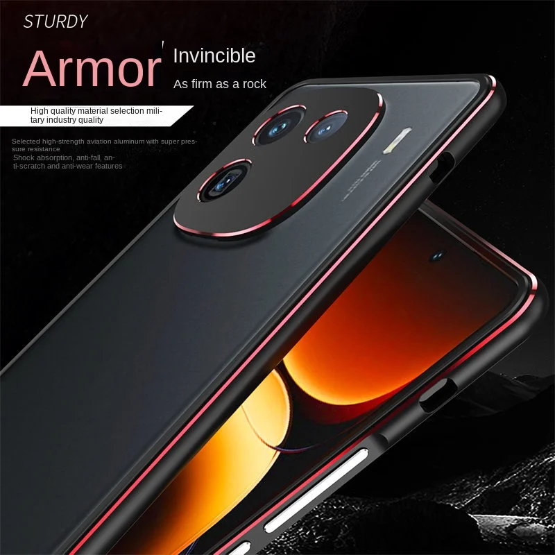 Bumper for Vivo iQOO 12 V2307A Ultra Thin Aluminum Metal Frame Case Hard Cover for iQOO 12 IQOO12 5G Metal Bumper Protector