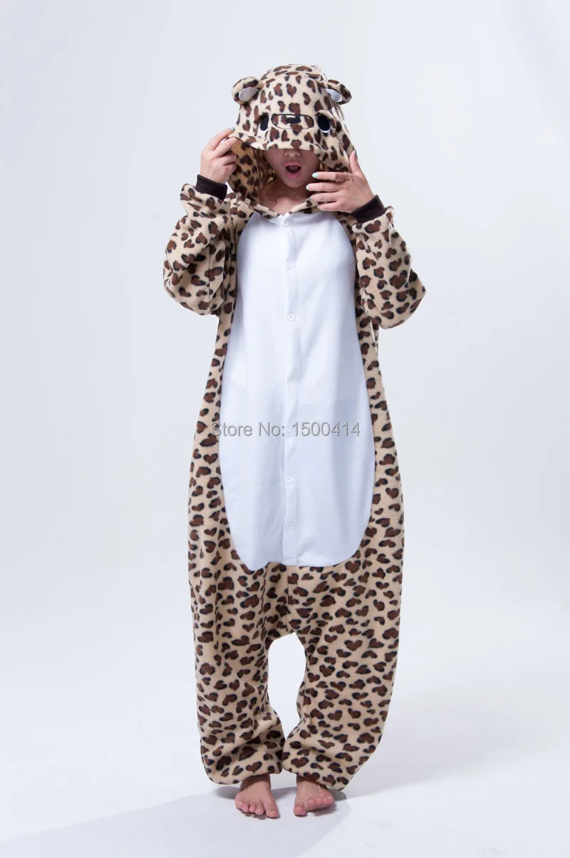 Leopard Grain Bear Onesies Pajamas  Jumpsuit  Hoodies Adults Cosplay Kigurumi Costumes for Halloween and Carnival