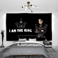 Music Bar  I AM THE KING Decorative Tapestry Banner Flag Living Room Wall Hanging