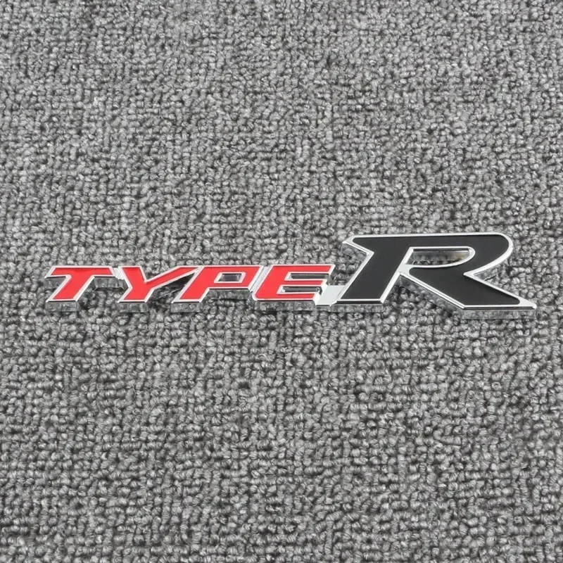3D Metal Type R Logo Car Rear Trunk Front Grill Badge Emblem Sticker Decals For Honda Civic Fit Accord TypeR Accessories