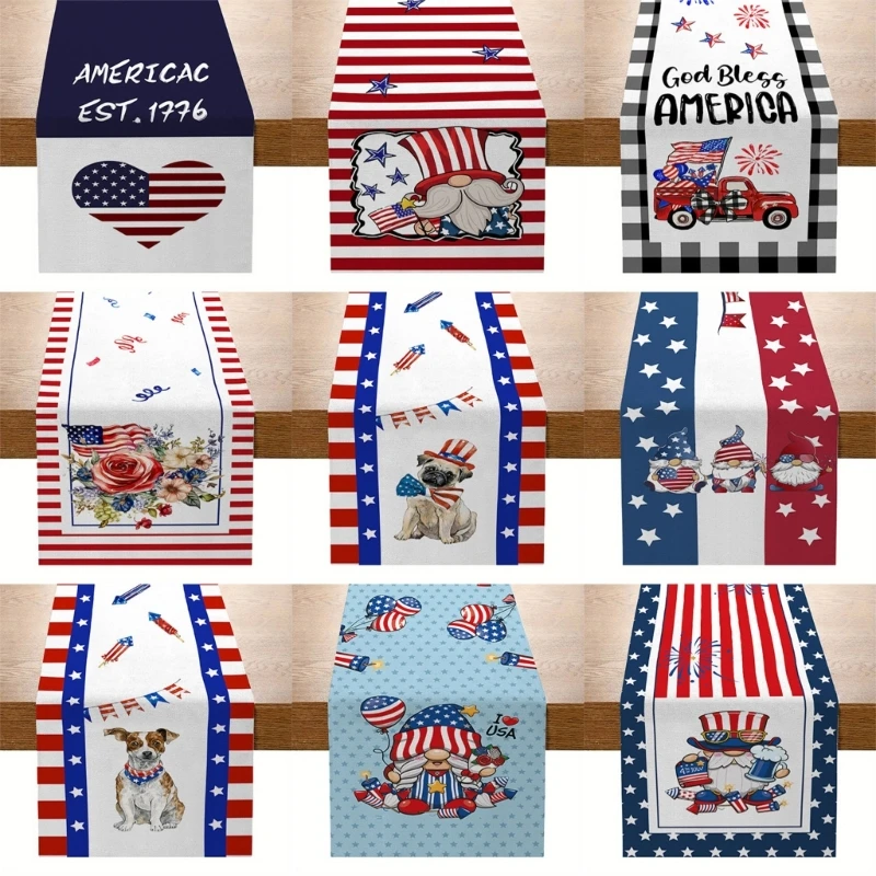 

Independence Day Table Runner Holiday Dining Table Decors Indoor Holiday Table Display Tablecloth K92A