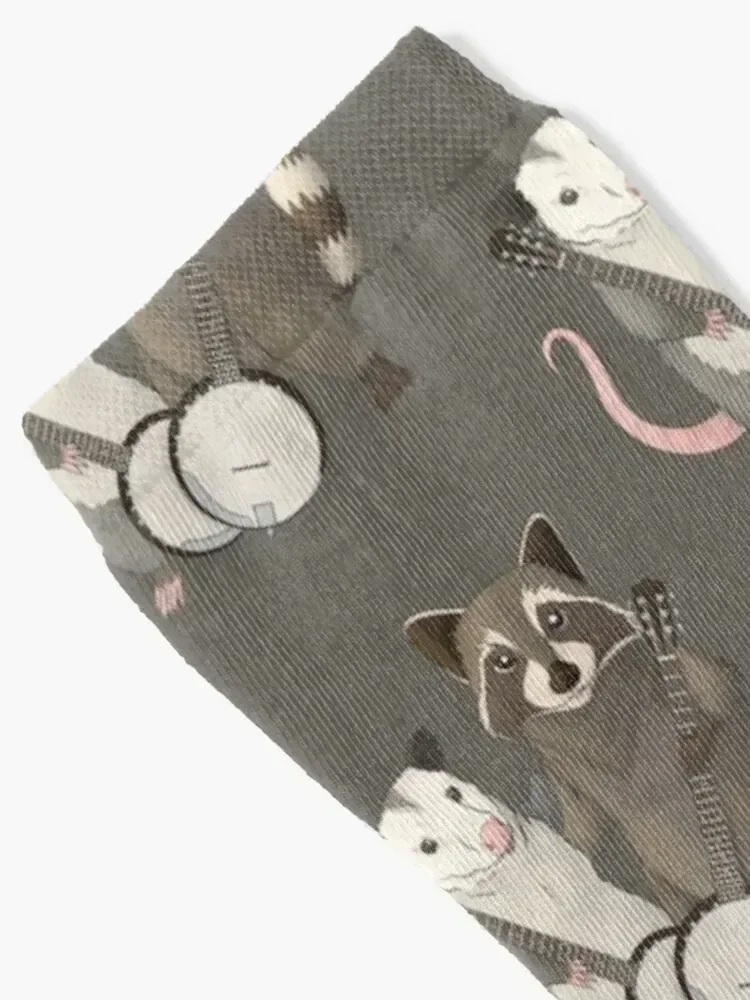 Opossum and Raccoon with banjos Socks cotton funny sock Socks Women Men's