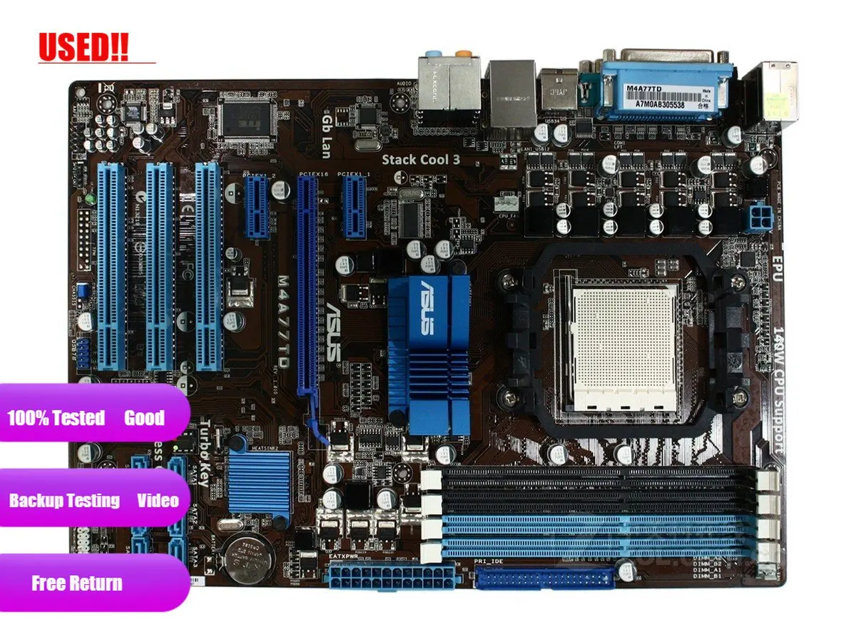 For Asus M4A77TD Original  Desktop Motherboard 770 Socket AM3 DDR3 16GB SATA II USB2.0