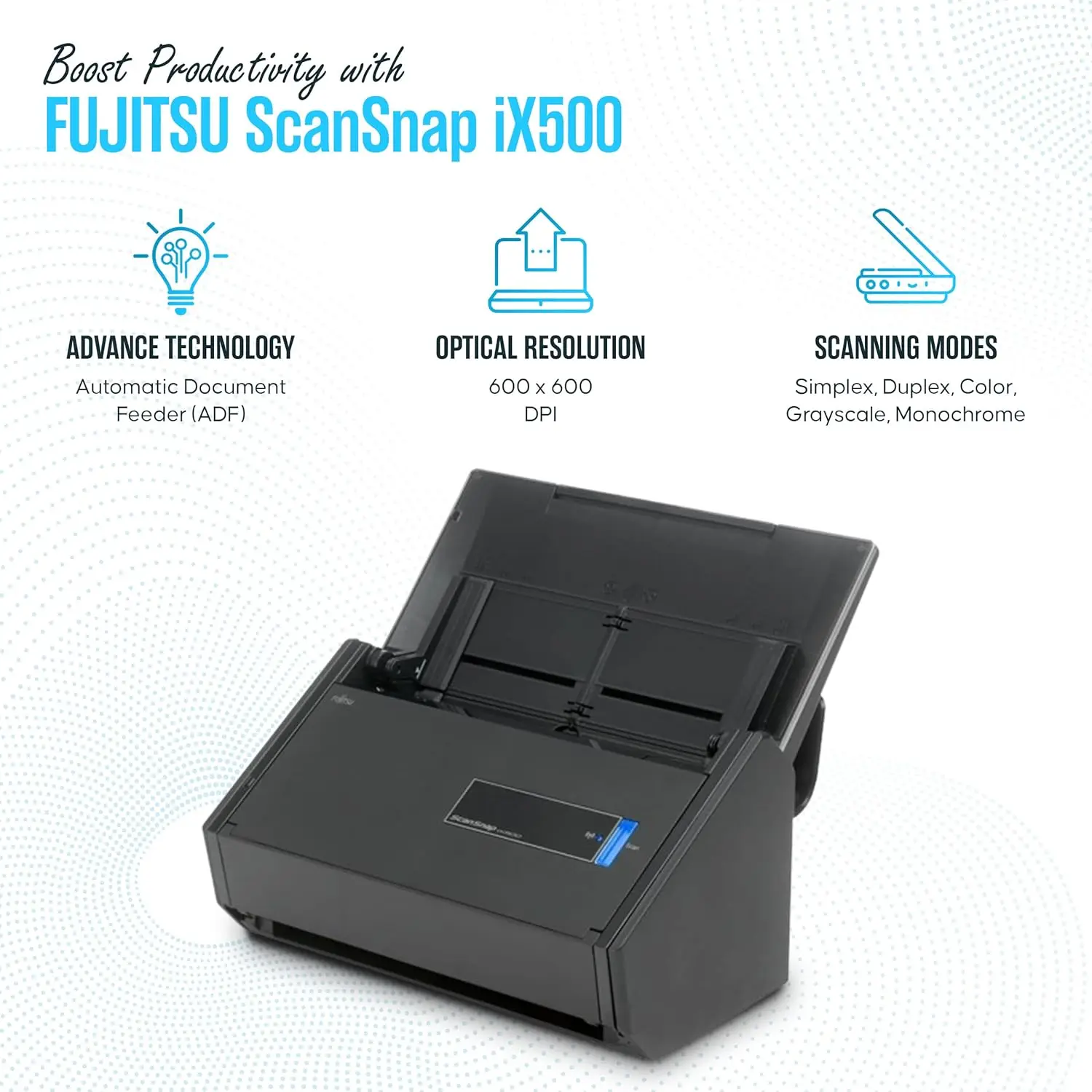 YINZAM Fujitsu IX500,IX1600 Photo&Document Scanner Wireless,USB High-Speed Cloud Enabled Large Touchscreen, Auto Document Feeder