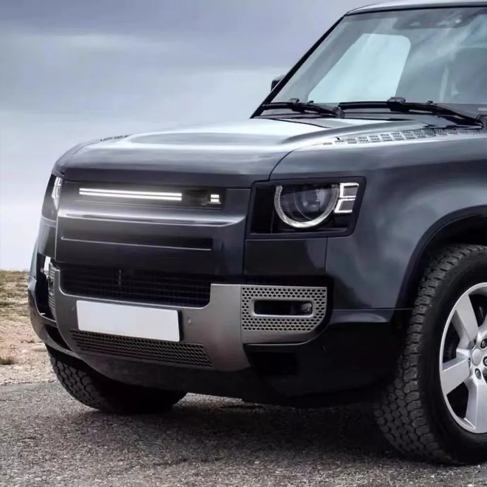 Piezas de carrocería, rejilla de malla delantera para coche, rejilla de parachoques, rejilla central delantera con luz LED adecuada para Land Rover Defender 2019-2024