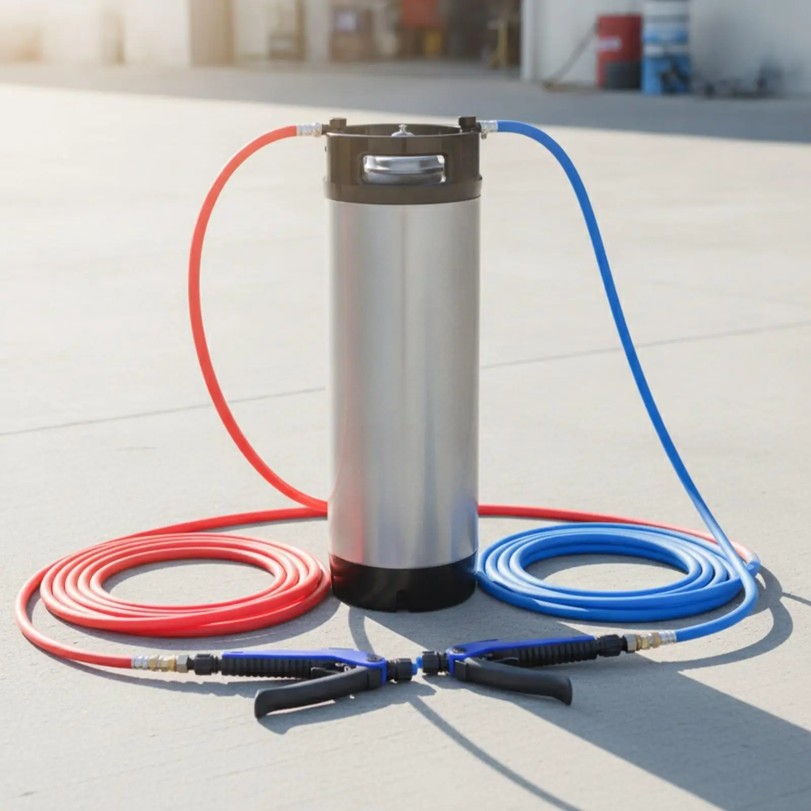 Double-lineHose Pressure Sprayer Portable Stainless Steel Pressure Spray Tank for Auto Car Care Specialists, Vehicle Maintenance