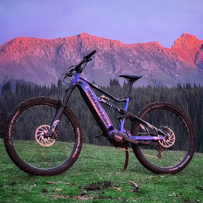 MARKHOR Factory E MTB 27.5/29inch Full Suspension Electric Mounatin Bicycle Soft-tail Aluminum Frame Bafang M560 Mid Motor