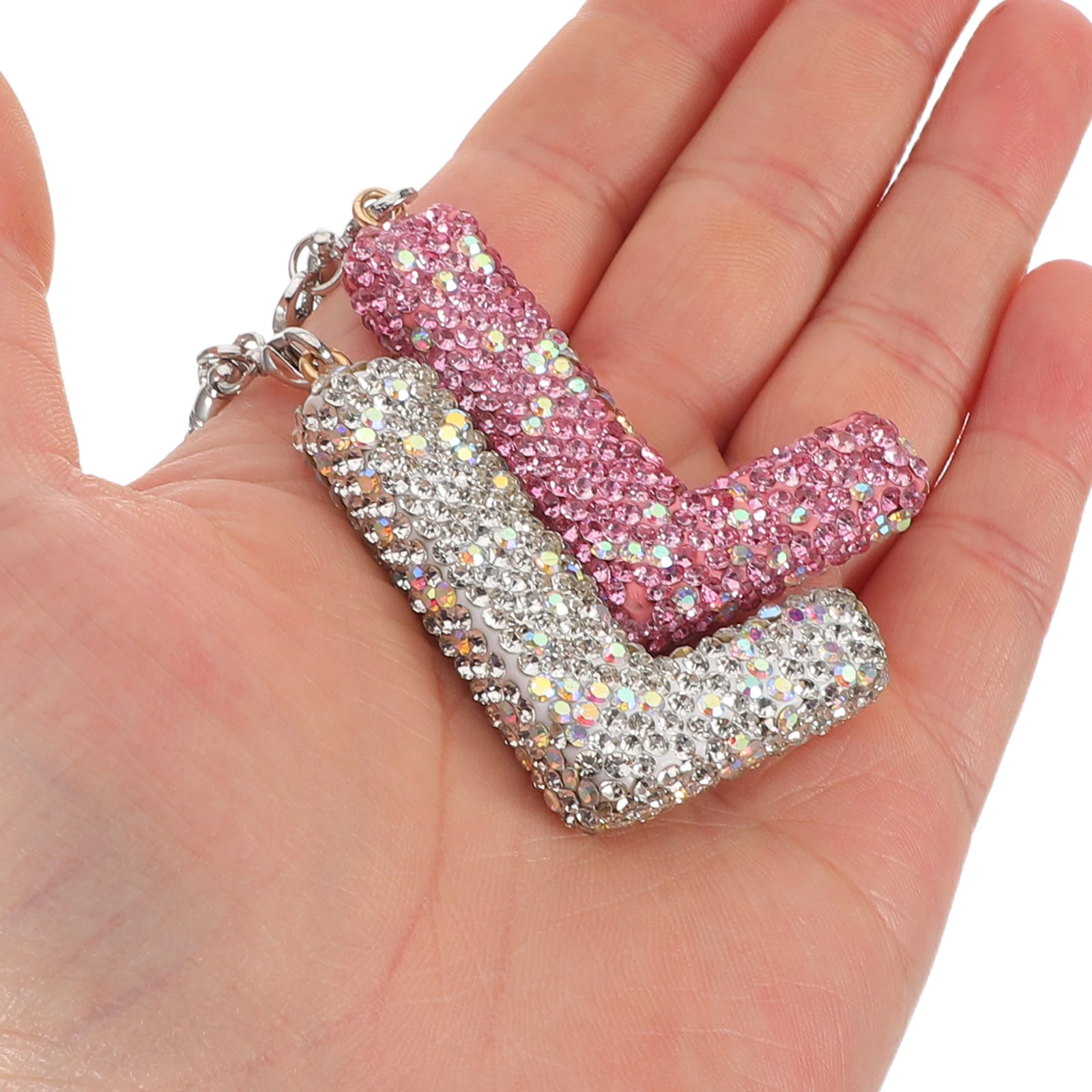 

2pcs Rhinestone Letter Car Rearview Mirror Charms Elegant Women'S Interior Hanging Decor Durable Ceramic Crystal Ornament