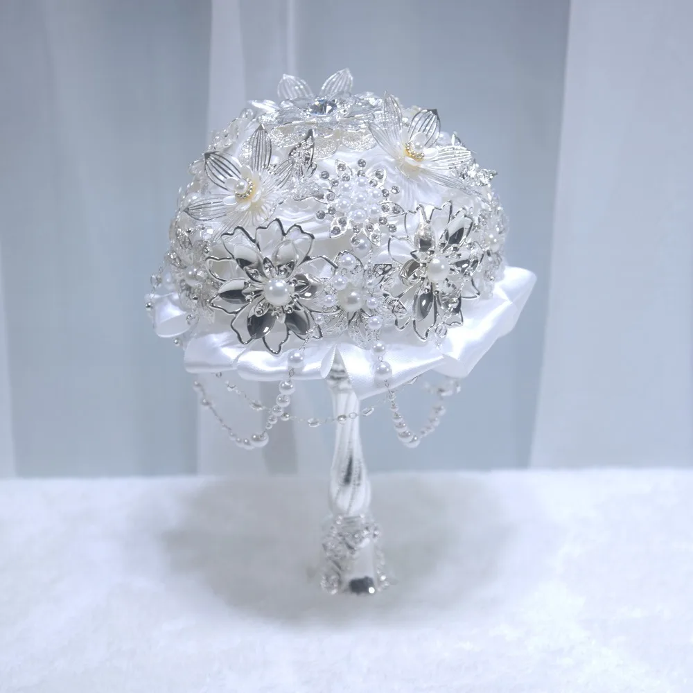 Silver Moonlight Bridal Scepter Bouquet Silver & White Bridal Wedding Bouquet for Wedding Accessories Wedding Decoration Luxury