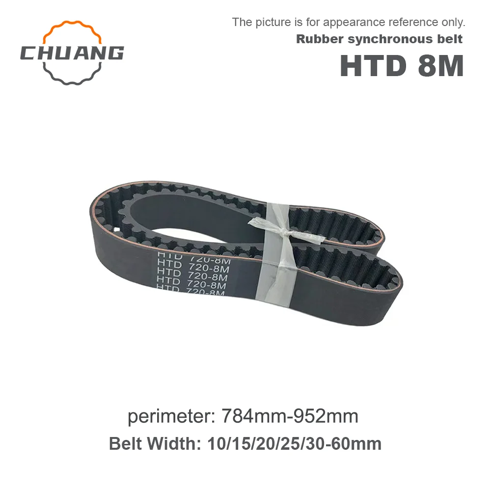 

HTD 8M Timing belt Length 784-952mm Width 10/15/20~60mm HTD 8M Closed loop rubber band