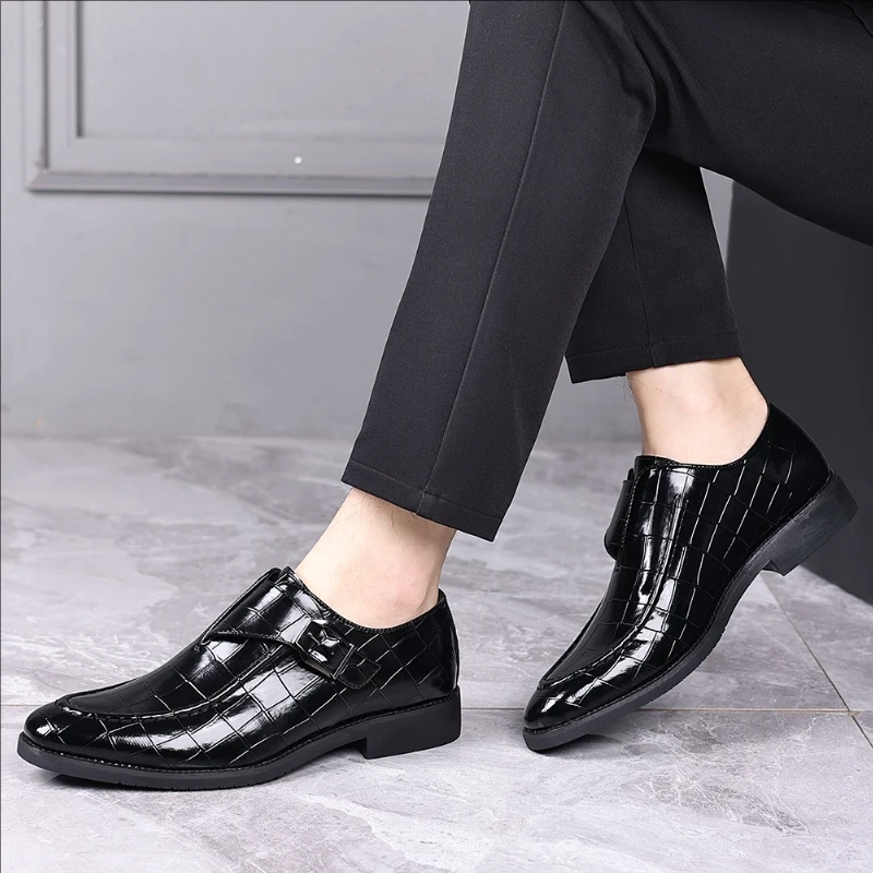 أحذية رجال الأعمال الكلاسيكية بدون كعب على الطراز الأمريكي مريحة ومتعددة الاستخدامات أحذية جلدية ذات علامة تجارية بريطانية أحذية اجتماعية للرجال #6