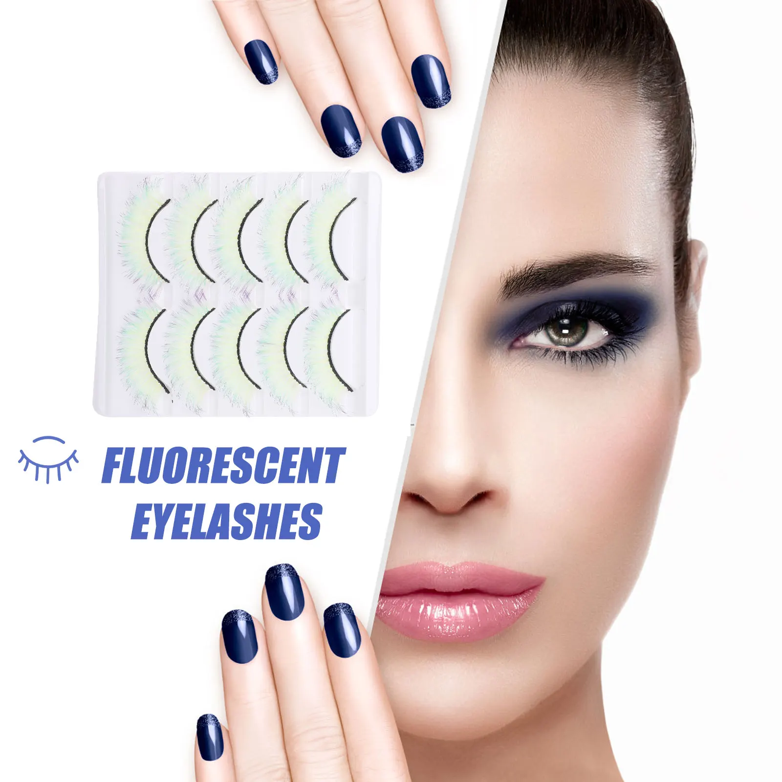 

5 Pairs Neon Lashes Colored False Eyelashes Fluorescent Artificial Women Light Green Imitation Miss