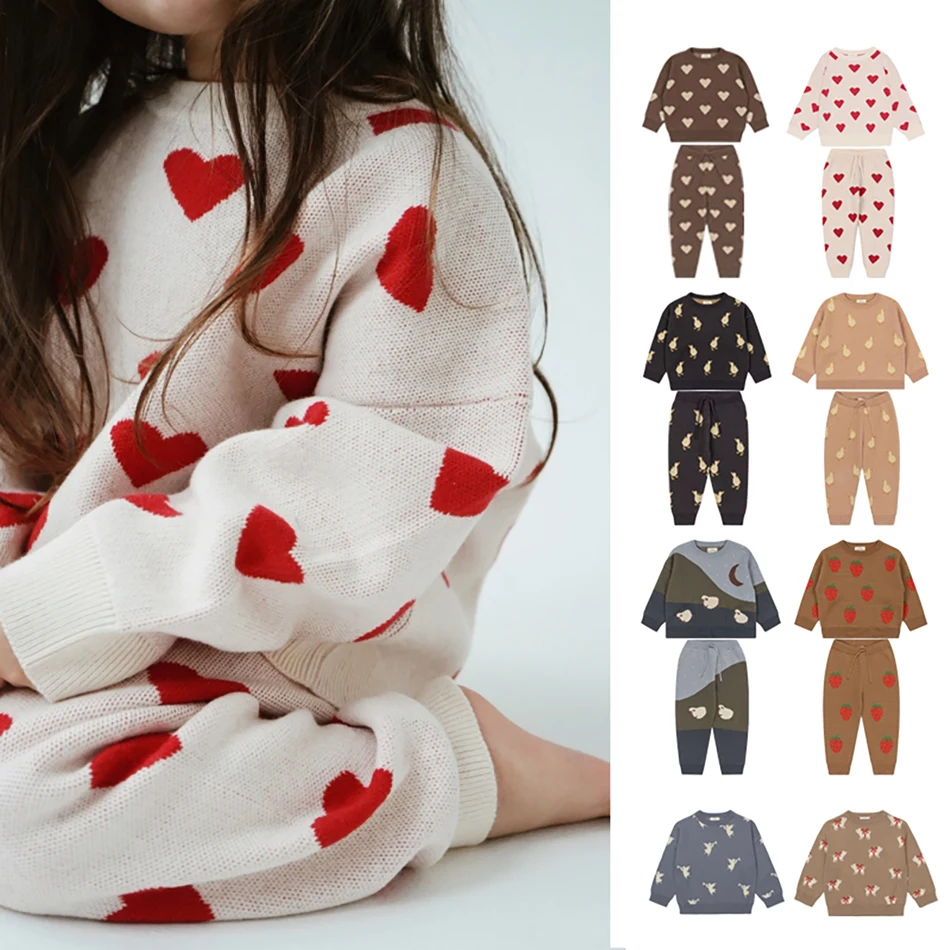 女の赤ちゃんのための長袖セーターとパンツのセット,子供のためのブランドの服,ニットのセーター,新生児のための