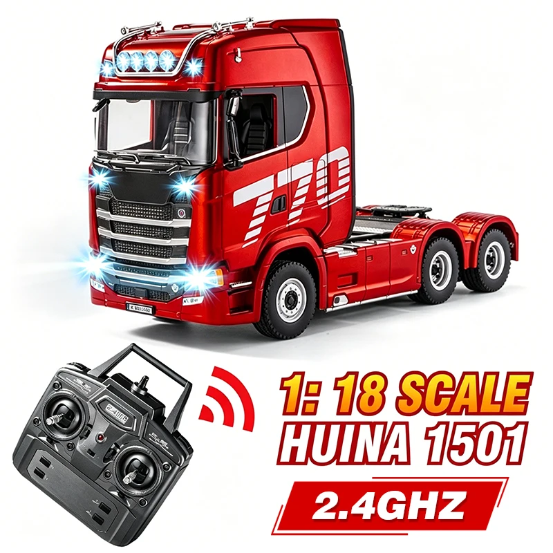 

HUINA 1501 770S Alloy RC Truck 19CH 1/18 2.4G remote control Engineering Trailer Truck with Light and Sound Tractor Toys