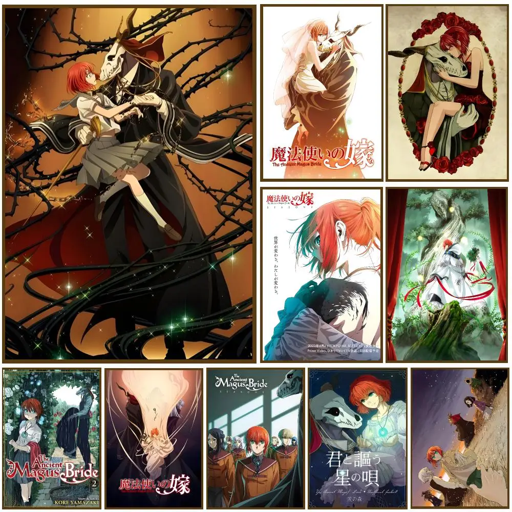 Comic T-The Ancient Magus Bride Poster Self-adhesive Living Room Bedroom Party Bar Decor Moisture-proof Fade-resistant HD