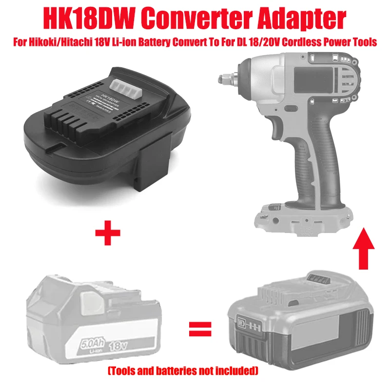 

For Hikoki/Hitachi 18V Li-ion Batteries HK18DW Battery Adapter Converter Compatible with For DL 18/20V Li-ion Battery Power Tool