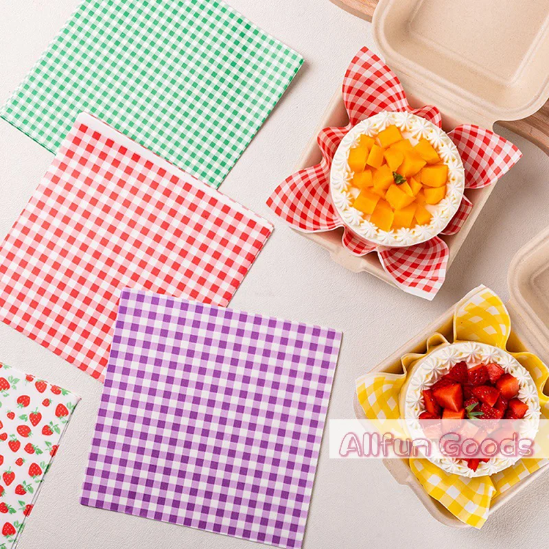 [TG835]100Pcs Greaseproof Paper Liners Sandwich Wrapping Paper 7 Colors Wax Paper Sheets For BBQ Picnic Festival Party Fast Food