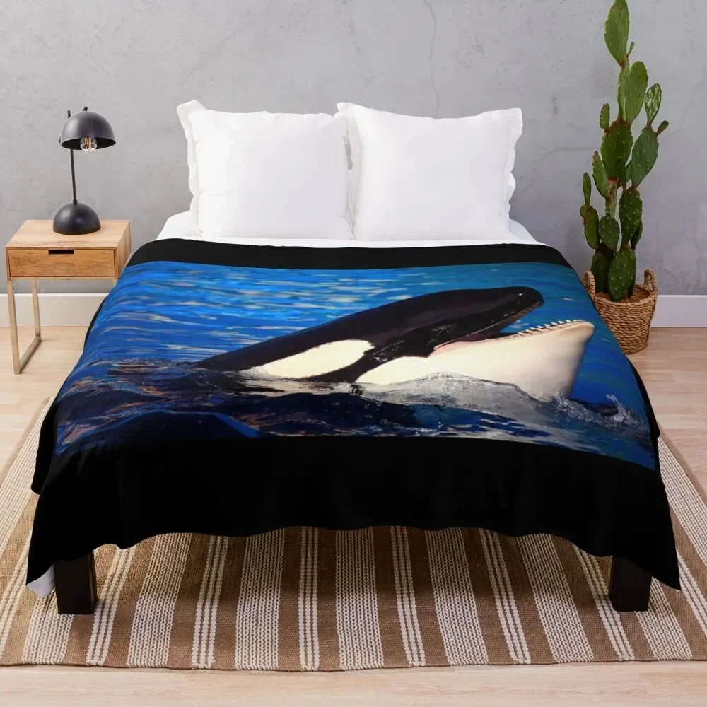 

Happy Orca Throw Blanket Decorative Throw Bed Fashionable Summer Beddings warm winter Blankets